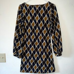 CIEL Diamond Pattern Long Sleeve Minidress